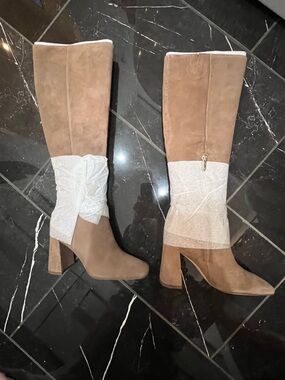 Sam Edelman Brand New- Taupe Suede Over-the-Knee Block Heel Boots Size 5 us